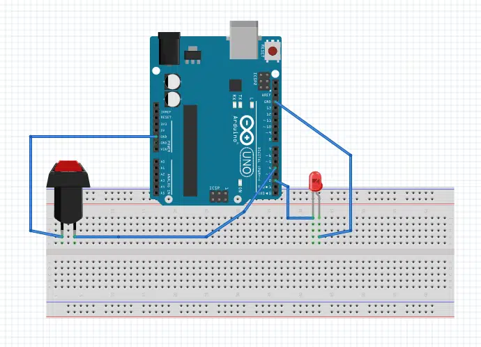Arduino circuit with button and LED